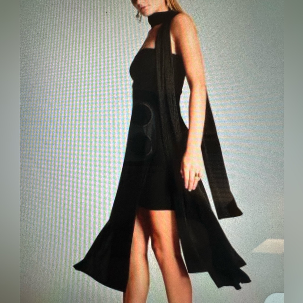 Perfect for the holidays! DesignerJulian Chang strapless dress WT sz M w/scarf.